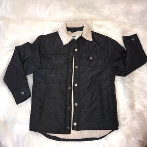 Boys Sherpa lined black jacket size M(8)